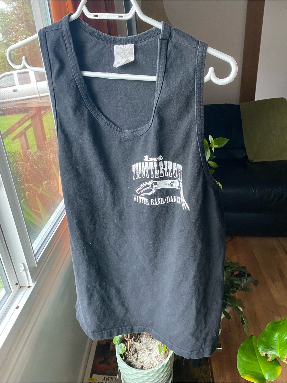 Vintage Biker Black Graphic Tank with White Chest Print